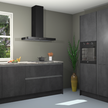 Beton zwarte greeploze keuken Monaco 62935