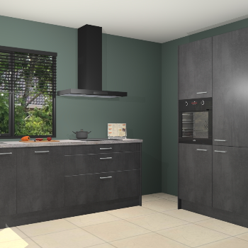 Beton zwarte keuken Monaco 62940