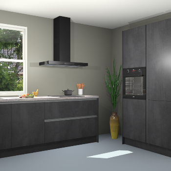 Beton zwarte greeploze keuken Monaco 62941