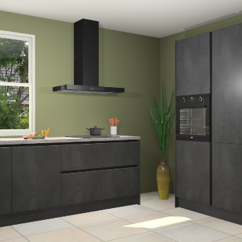 Beton zwarte greeploze keuken Monaco 62944