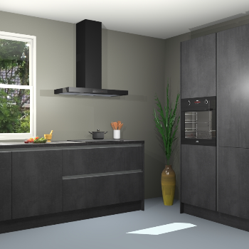 Beton zwarte greeploze keuken Monaco 62947