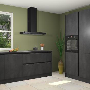 Beton zwarte greeploze keuken Monaco 62950