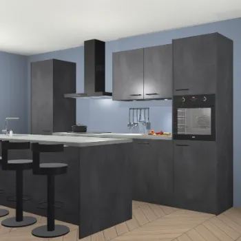 Beton zwarte keuken Chili 18603