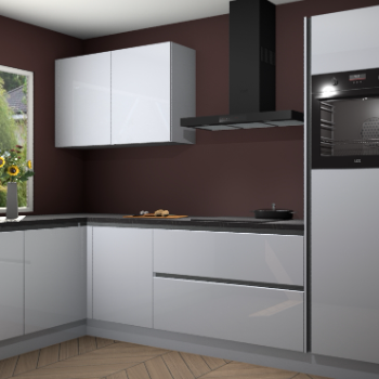 Sneeuwwitte hoogglans greeploze keuken Limonos 81273