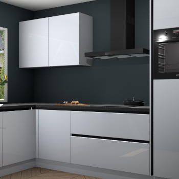 Sneeuwwitte hoogglans greeploze keuken Limonos 81276