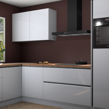 Sneeuwwitte hoogglans greeploze keuken Limonos 81228