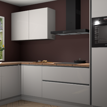 Zijdegrijze hoogglans greeploze keuken Limonos 81292