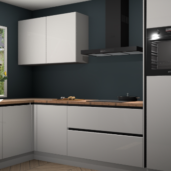 zijdegrijze hoogglans greeploze keuken Limonos 81295