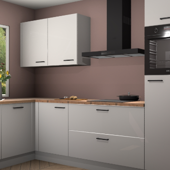 Zijdegrijze hoogglans keuken Limonos 81293