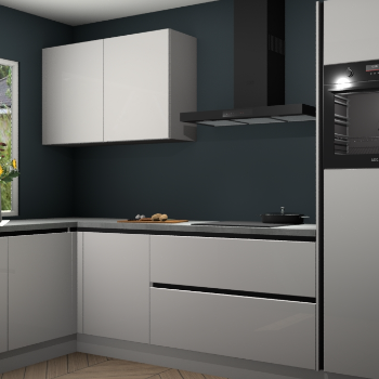 Zijdegrijze hoogglans greeploze keuken Limonos 81339