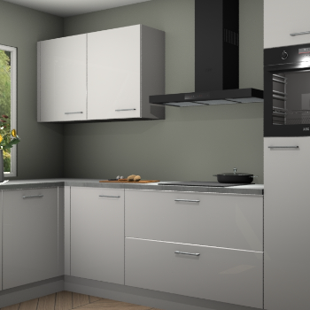 zijdegrijze hoogglans keuken Limonos 81340