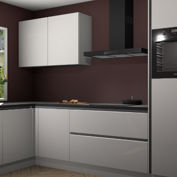 Zijdegrijze hoogglans greeploze keuken Limonos 81349