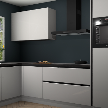 Zijdegrijze hoogglans greeploze keuken Limonos 81352