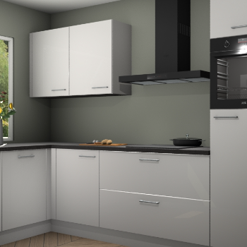 Zijdegrijze hoogglans  keuken Limonos 81347