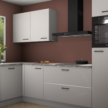 Zijdegrijze hoogglans keuken Limonos 81364