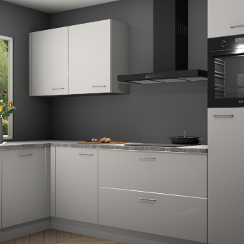 Zijdegrijze hoogglans keuken Limonos 81361