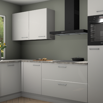 Zijdegrijze hoogglans keuken Limonos 81360