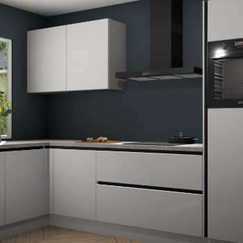 Zijdegrijze hoogglans greeploze keuken Limonos 81372