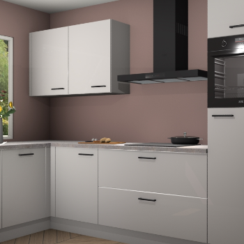 Zijdegrijze hoogglans keuken Limonos 81370