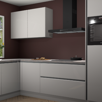 Zijdegrijze hoogglans greeploze keuken Limonos 81369