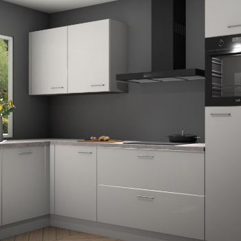 Zijdegrijze hoogglans keuken Limonos 81368