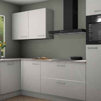 Zijdegrijze hoogglans keuken Limonos 81367