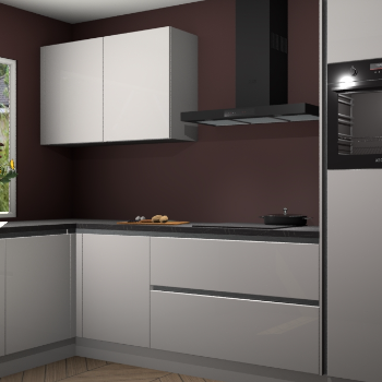 Zijdegrijze hoogglans greeploze keuken Limonos 81377