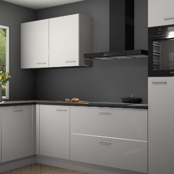 Zijdegrijze hoogglans  keuken Limonos 81376