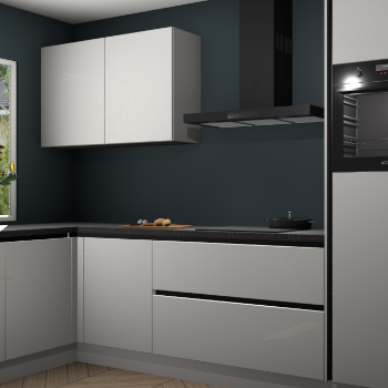 Zijdegrijze hoogglans greeploze keuken Limonos 81380