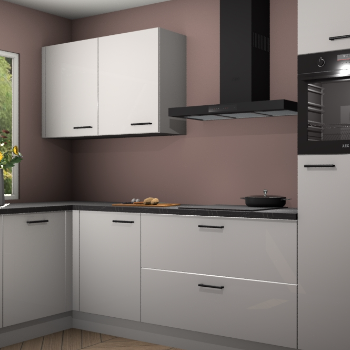 Zijdegrijze hoogglans keuken Limonos 81378