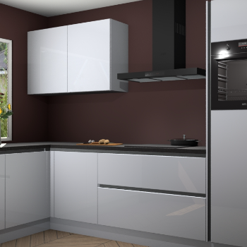 Sneeuwwitte hoogglans greeploze keuken Limonos 81159