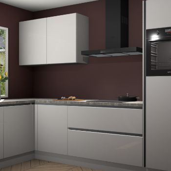 Zijdegrijze hoogglans greeploze keuken Limonos 81362