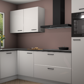 Zijdegrijze hoogglans keuken Limonos 81350