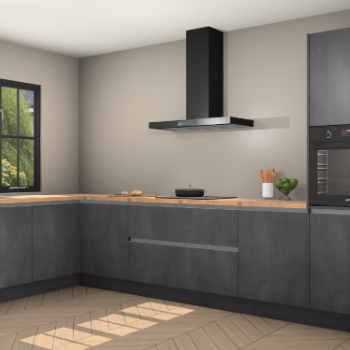 Beton zwarte greeploze keuken Tychy 82613