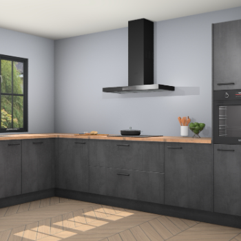 Beton zwarte keuken Tychy 82614