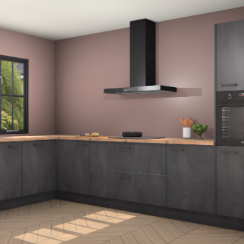 Beton zwarte keuken Tychy 82615