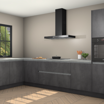 Beton zwarte greeploze keuken Tychy 82662