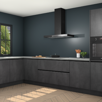 Beton zwarte greeploze keuken Tychy 82665