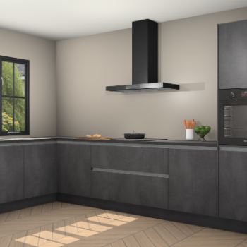 Beton zwarte greeploze keuken Tychy 82668