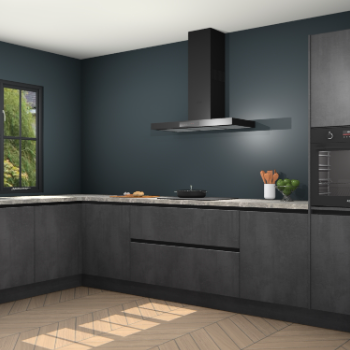 Beton zwarte greeploze keuken Tychy 82767