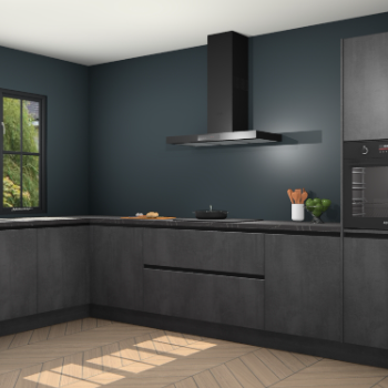 Beton zwarte greeploze keuken Tychy 83248