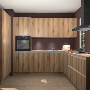 Goud eiken greeploze keuken Regina 78752