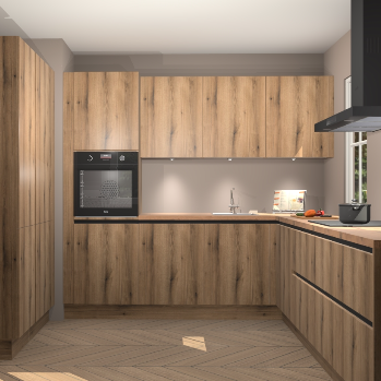 Goud eiken greeploze keuken Regina 78581