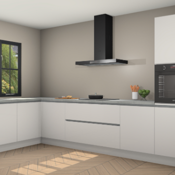 Zijdegrijze hoogglans greeploze keuken Tychy 81166