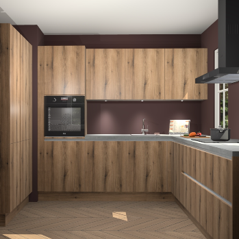 Goud eiken greeploze keuken Regina 78840