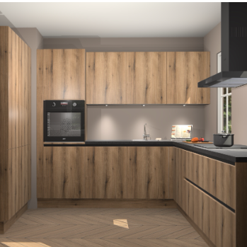 Goud eiken greeploze keuken Regina 78849