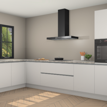 Zijdegrijze hoogglans greeploze keuken Tychy 81205