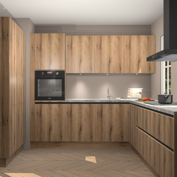 Goud eiken greeploze keuken Regina 78855