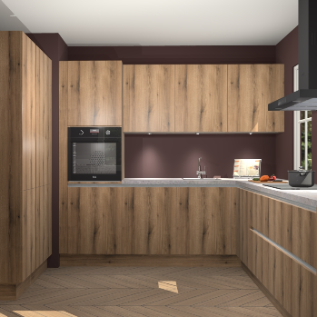 Goud eiken greeploze keuken Regina 78858