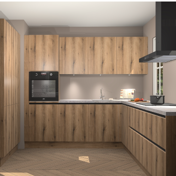 Goud eiken greeploze keuken Regina 78861